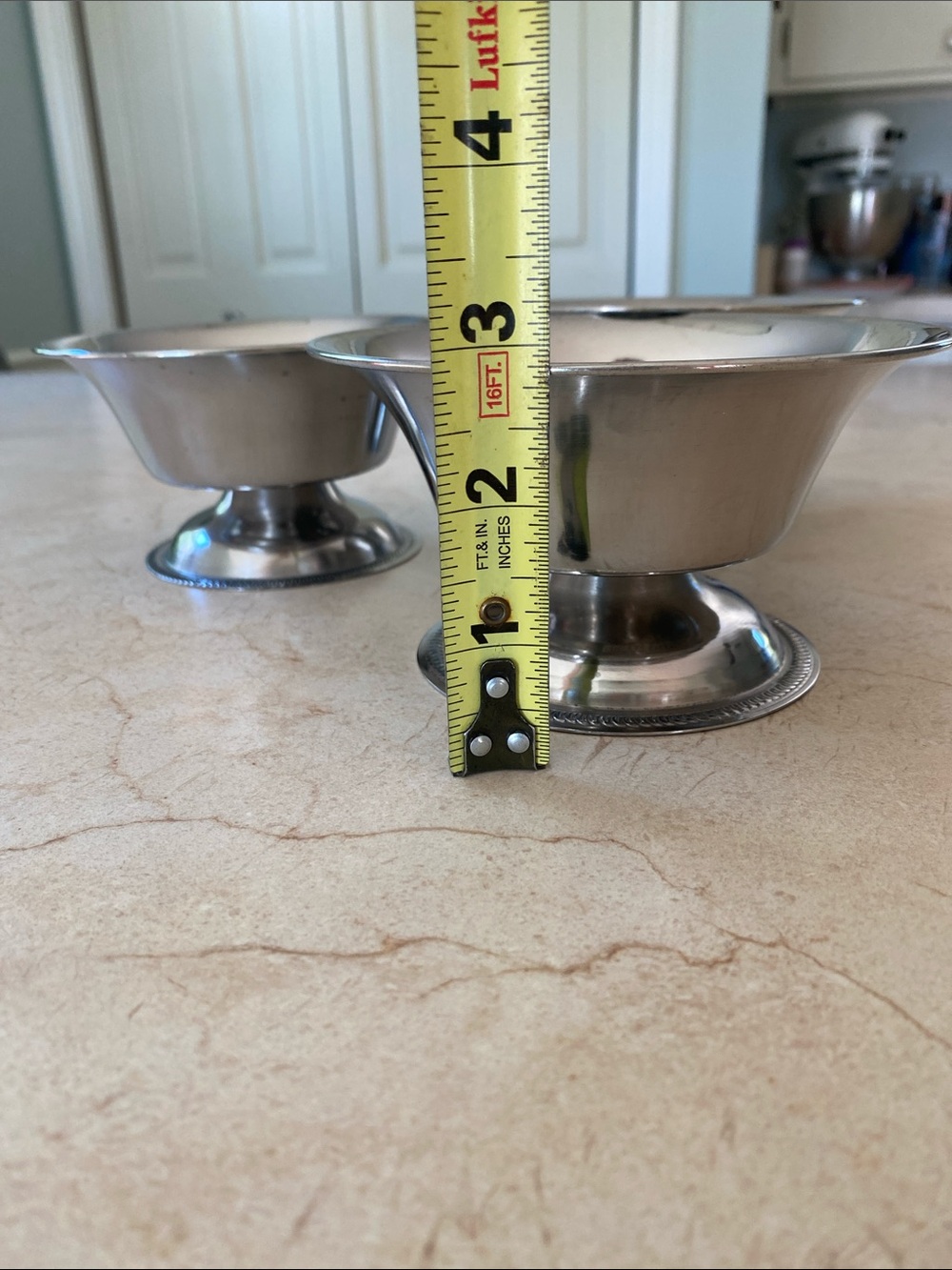 VINTAGE Set of 3 Silver Metal Dessert or serving bowls - Picture 10 of 10